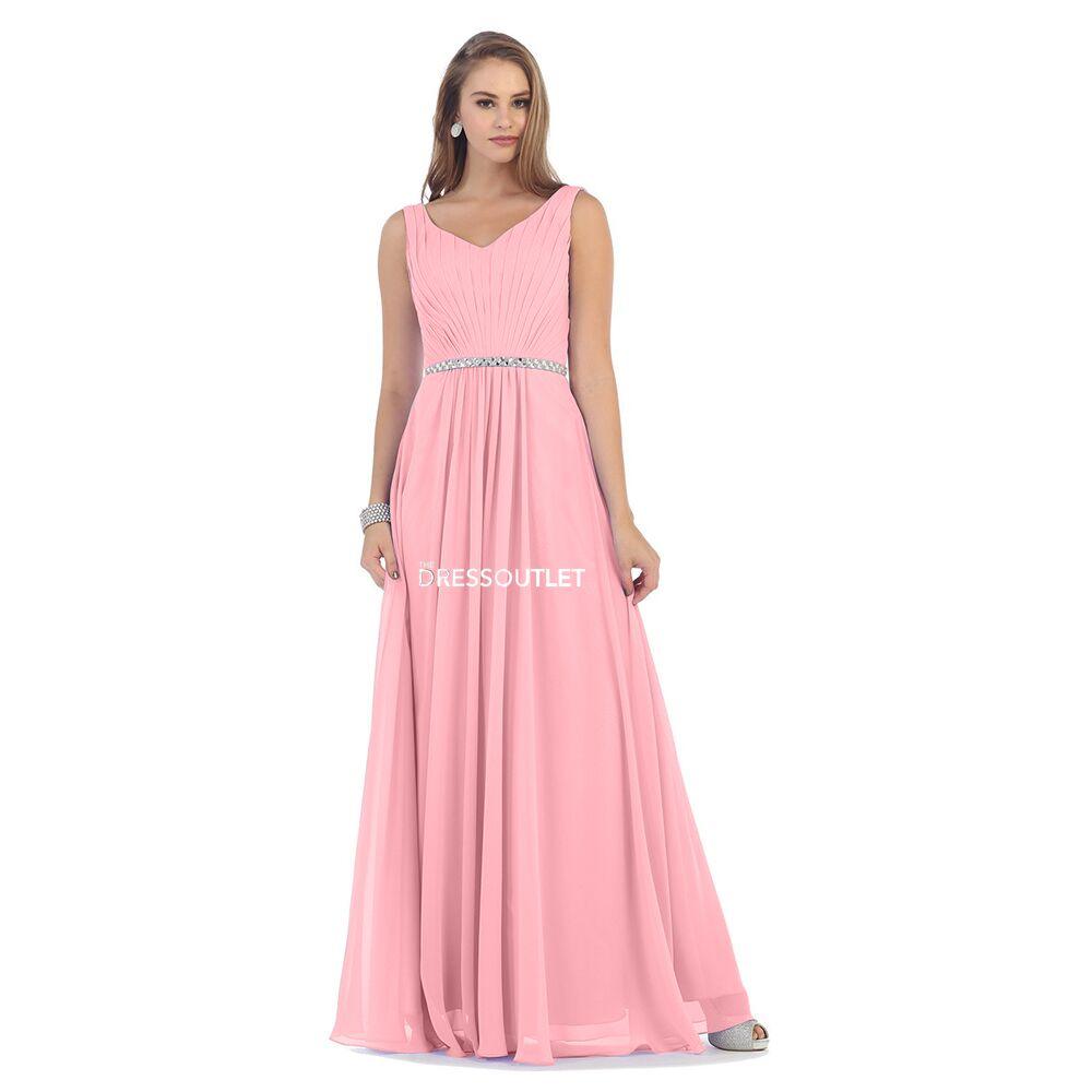 Long Formal Bridesmaids Prom Dress - The Dress Outlet May Queen