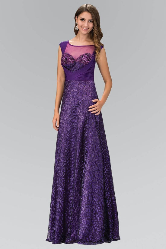 Long Formal Cap Sleeve Mother of the Bride Lace Dress | DressOutlet for ...