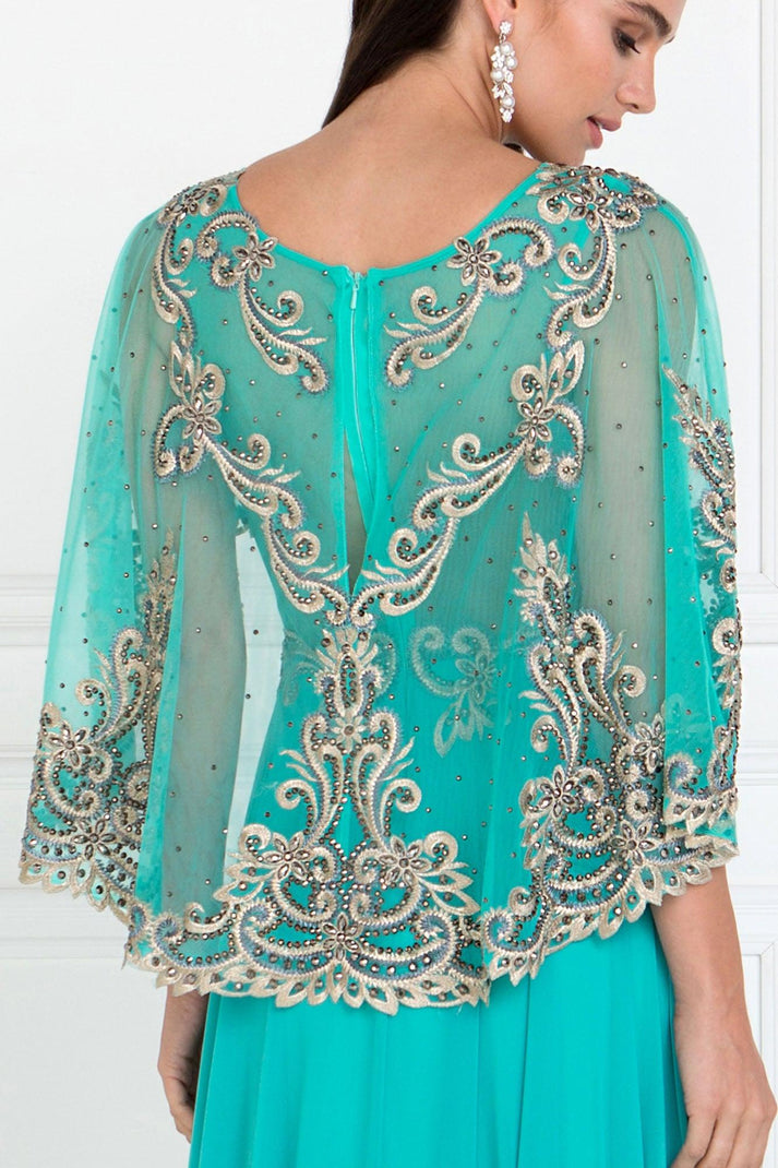 Womens formal chiffon turtleneck style cape dress main image 1