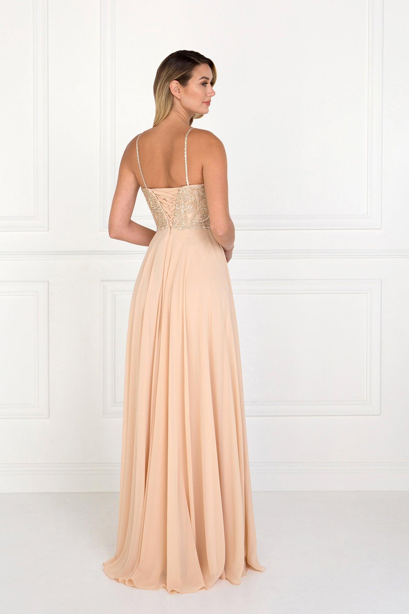 Long Formal Chiffon Spaghetti Strap Prom Dress - The Dress Outlet Elizabeth K