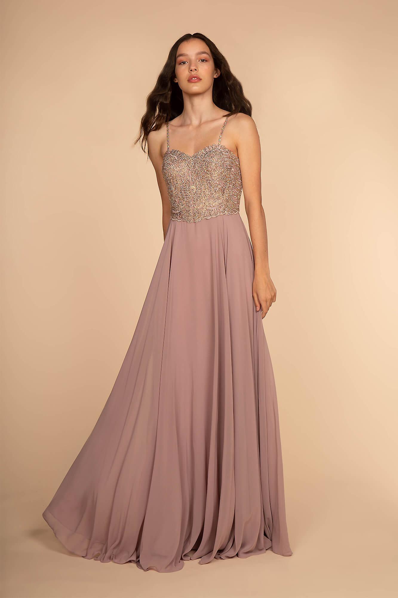 Long Formal Chiffon Spaghetti Strap Prom Dress