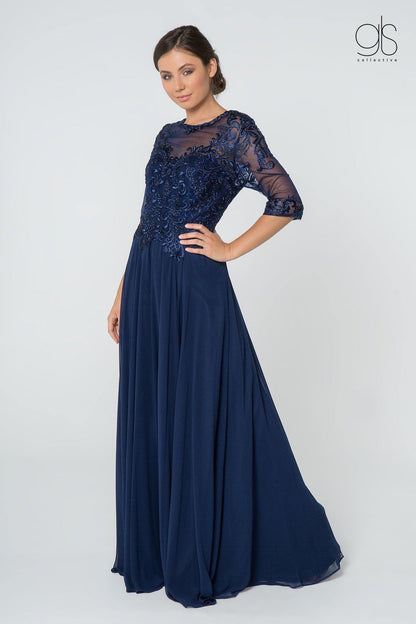 Long Embroidered Mother of the Bride Gown Sale