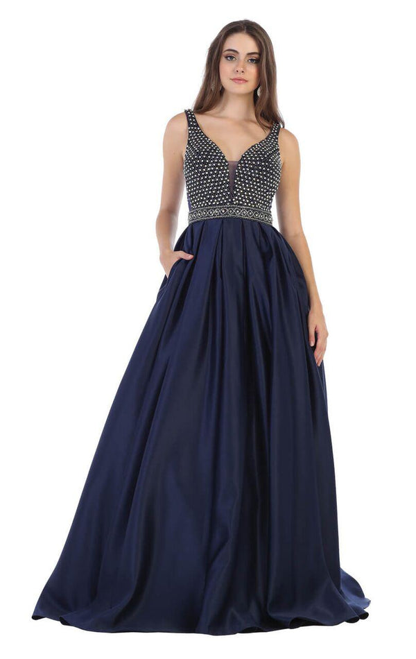 Long Formal Evening Ball Gown with Pockets
