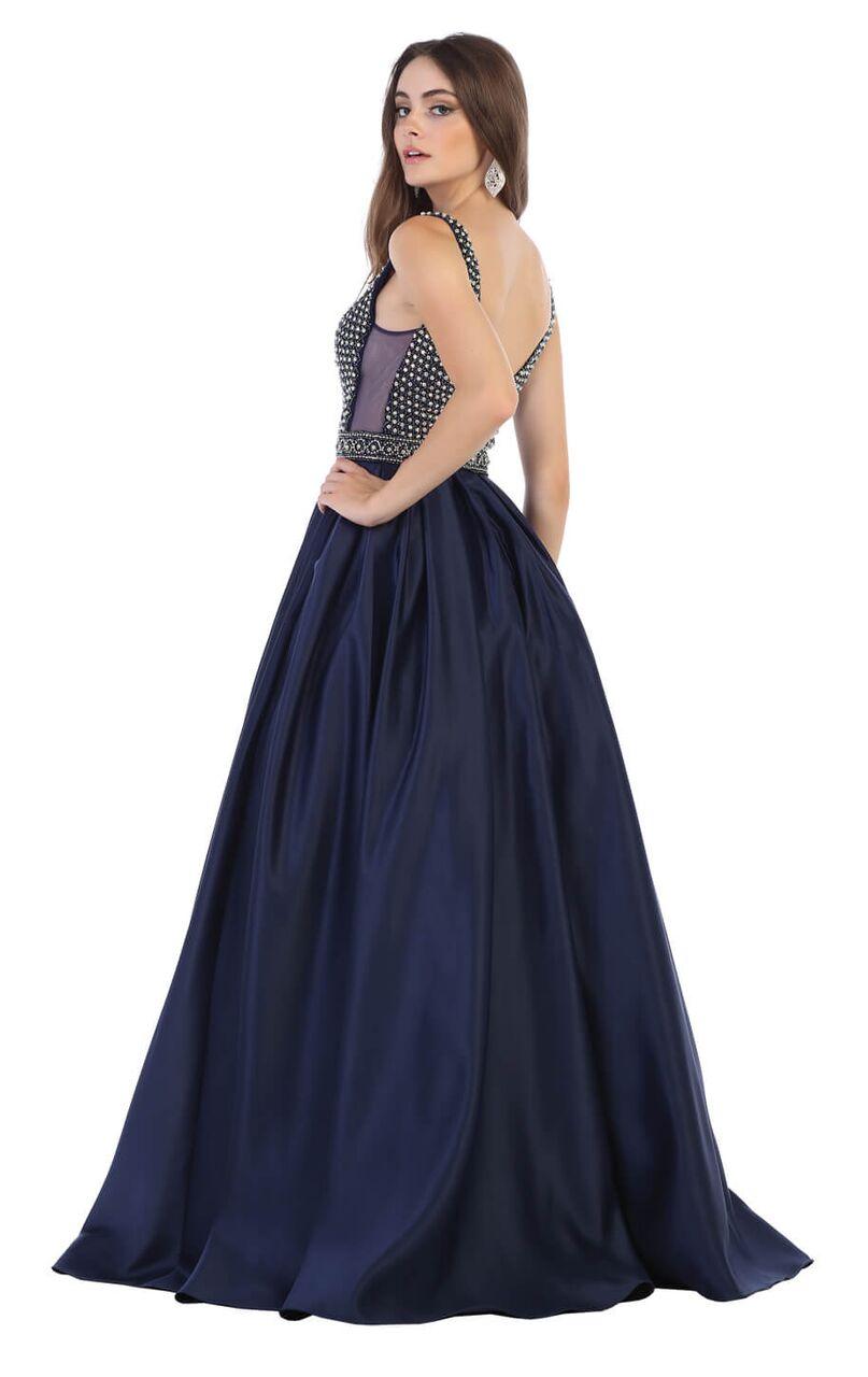 Long Formal Evening Ball Gown with Pockets - The Dress Outlet May Queen