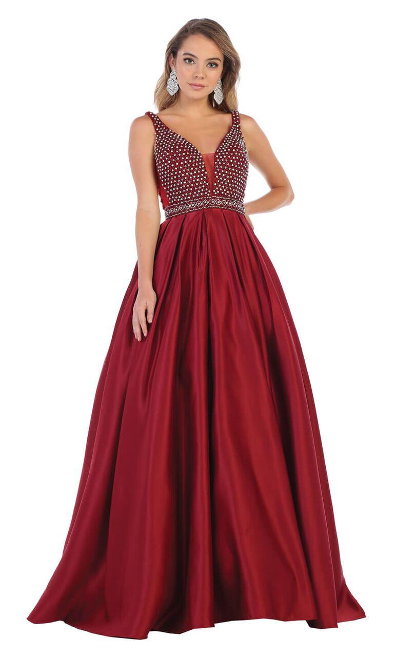 Long Formal Evening Ball Gown with Pockets - The Dress Outlet May Queen
