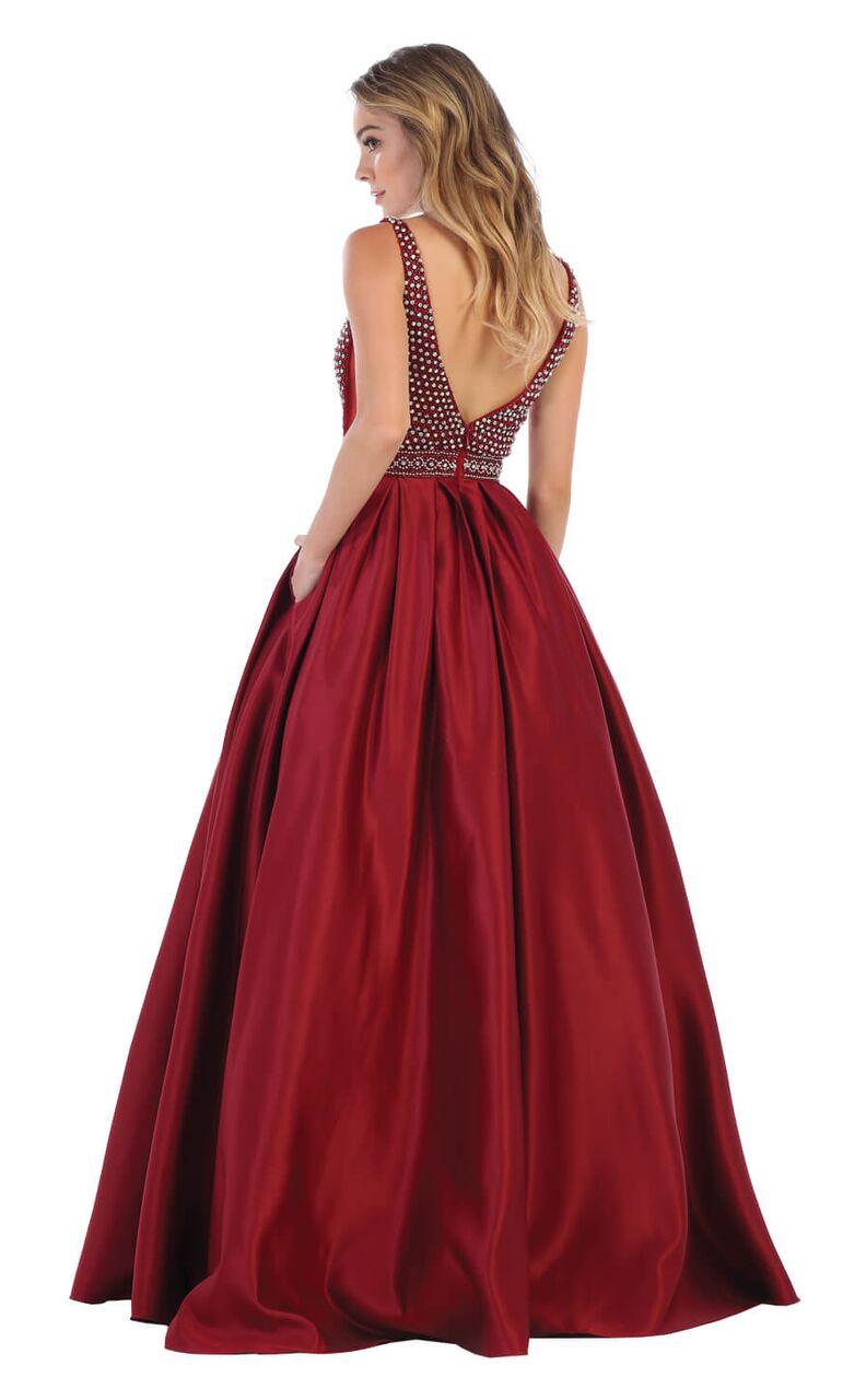 Long Formal Evening Ball Gown with Pockets - The Dress Outlet May Queen