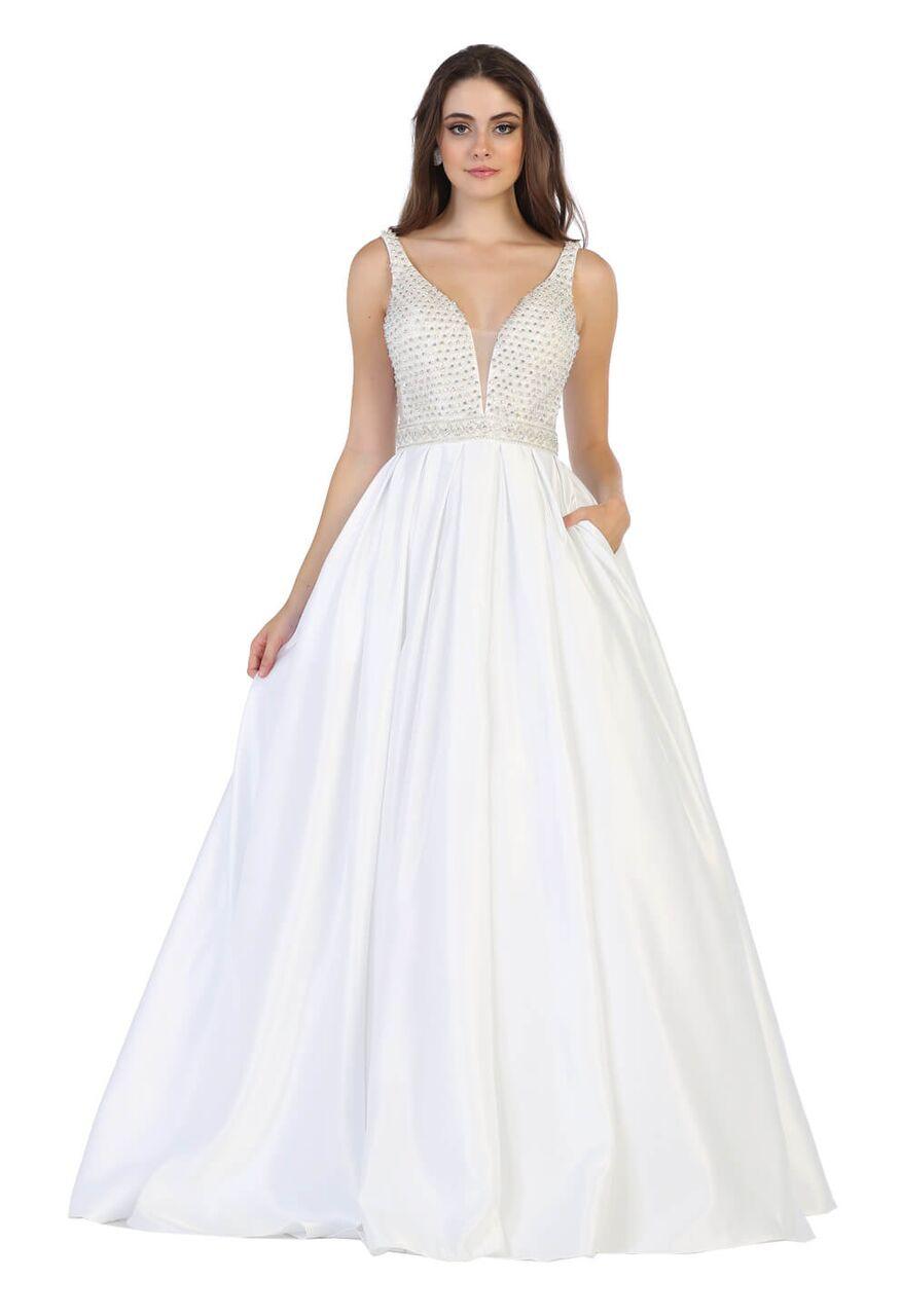 Long Formal Evening Ball Gown with Pockets - The Dress Outlet May Queen