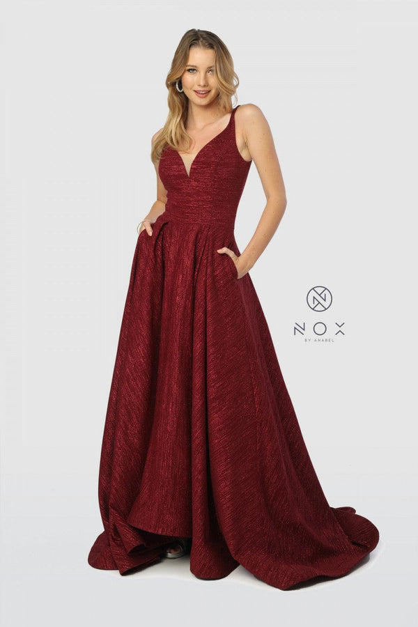 Long Formal Evening Gown Prom Dress with Pockets