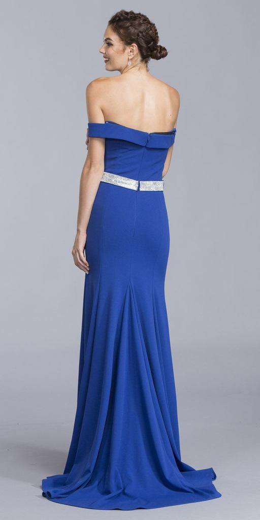 Long Formal Fitted Off Shoulder Evening Prom Dress
