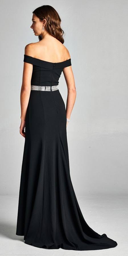 Long Formal Fitted Off Shoulder Evening Prom Dress
