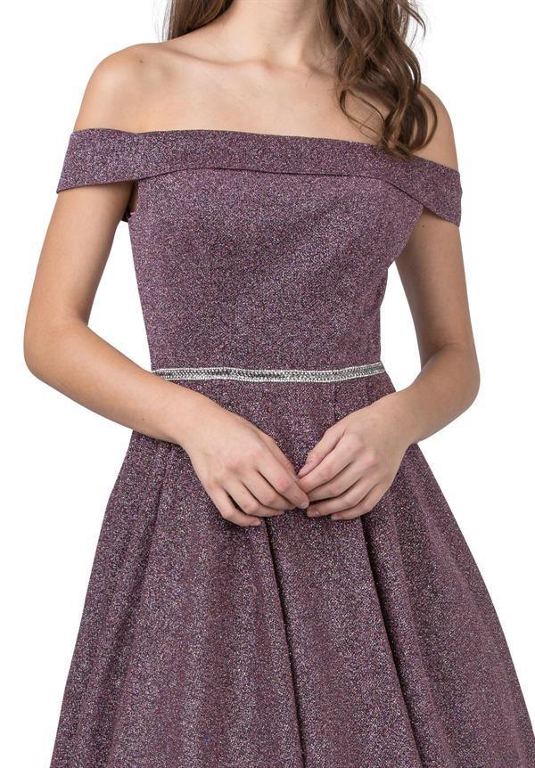 Long Formal Glitter Knit Off Shoulder Prom Ball Gown