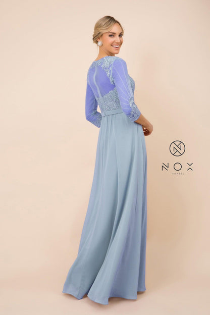 Long Formal Gown Embellished Bodice Dress - The Dress Outlet