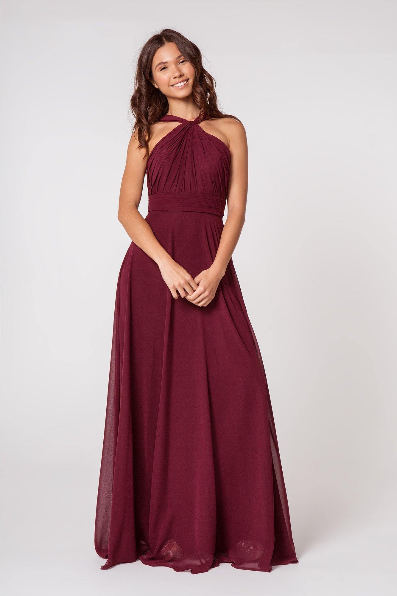 Long Formal Halter Bridesmaids Chiffon Prom Dress - The Dress Outlet Elizabeth K