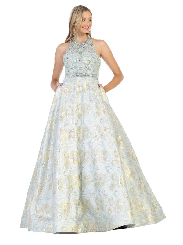 Long Formal Halter Dress Evening Prom Ball Gown
