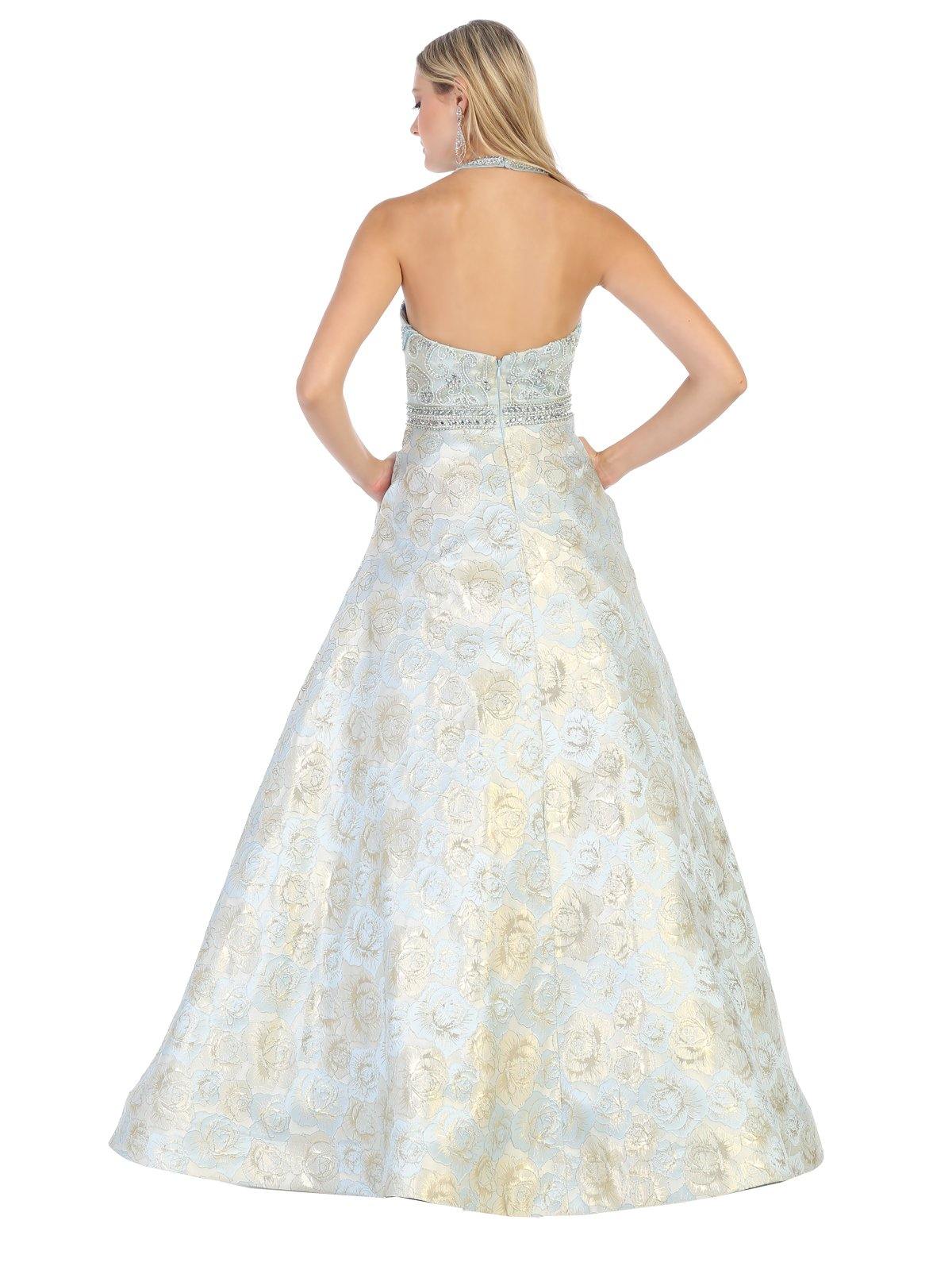 Long Formal Halter Dress Evening Prom Ball Gown - The Dress Outlet May Queen