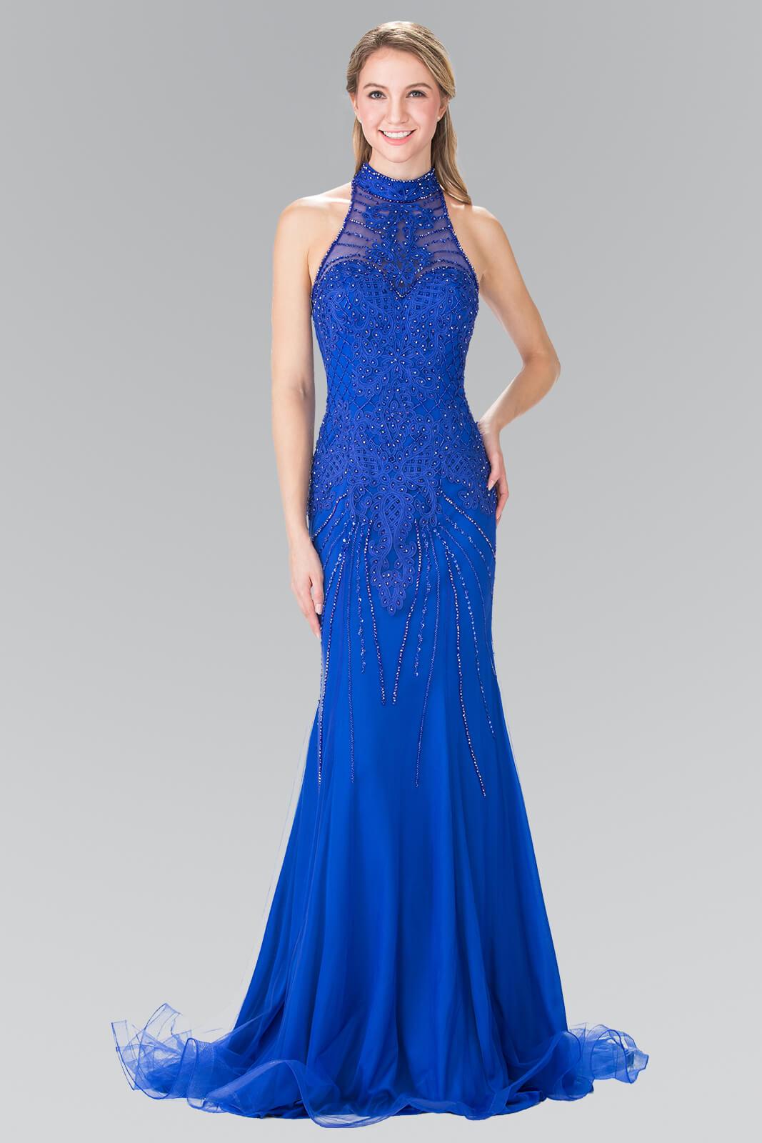 Long Formal Halter Neck Evening Prom Dress - The Dress Outlet Elizabeth K