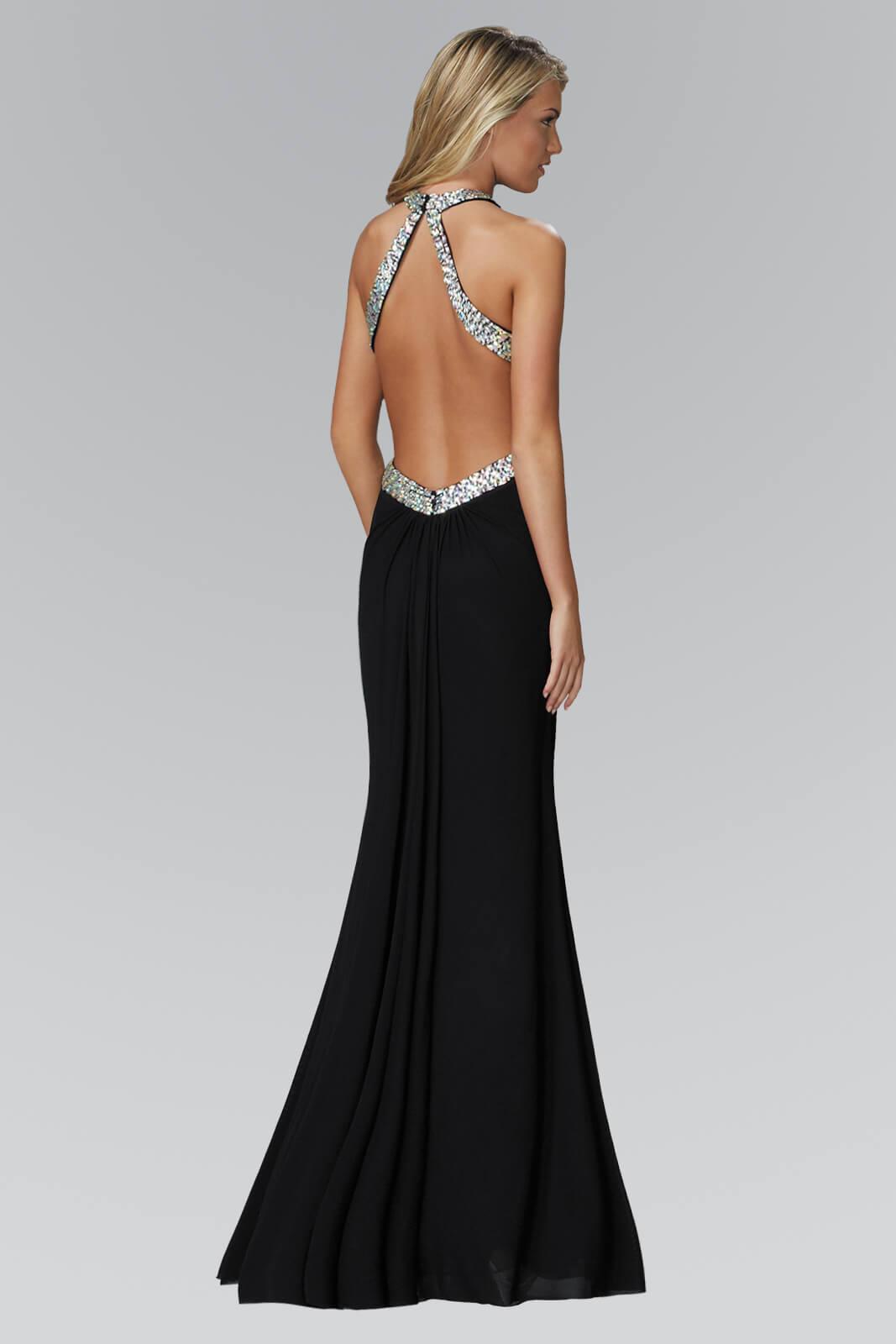 GLS Long Formal Halter Neck Evening Prom Dress - Tiffany Color - Size L - Open Back & Jewel Embellished GLS Long Formal Halter Neck Evening Prom Dress - Tiffany Color - Size L - Open Back & Jewel Embellished