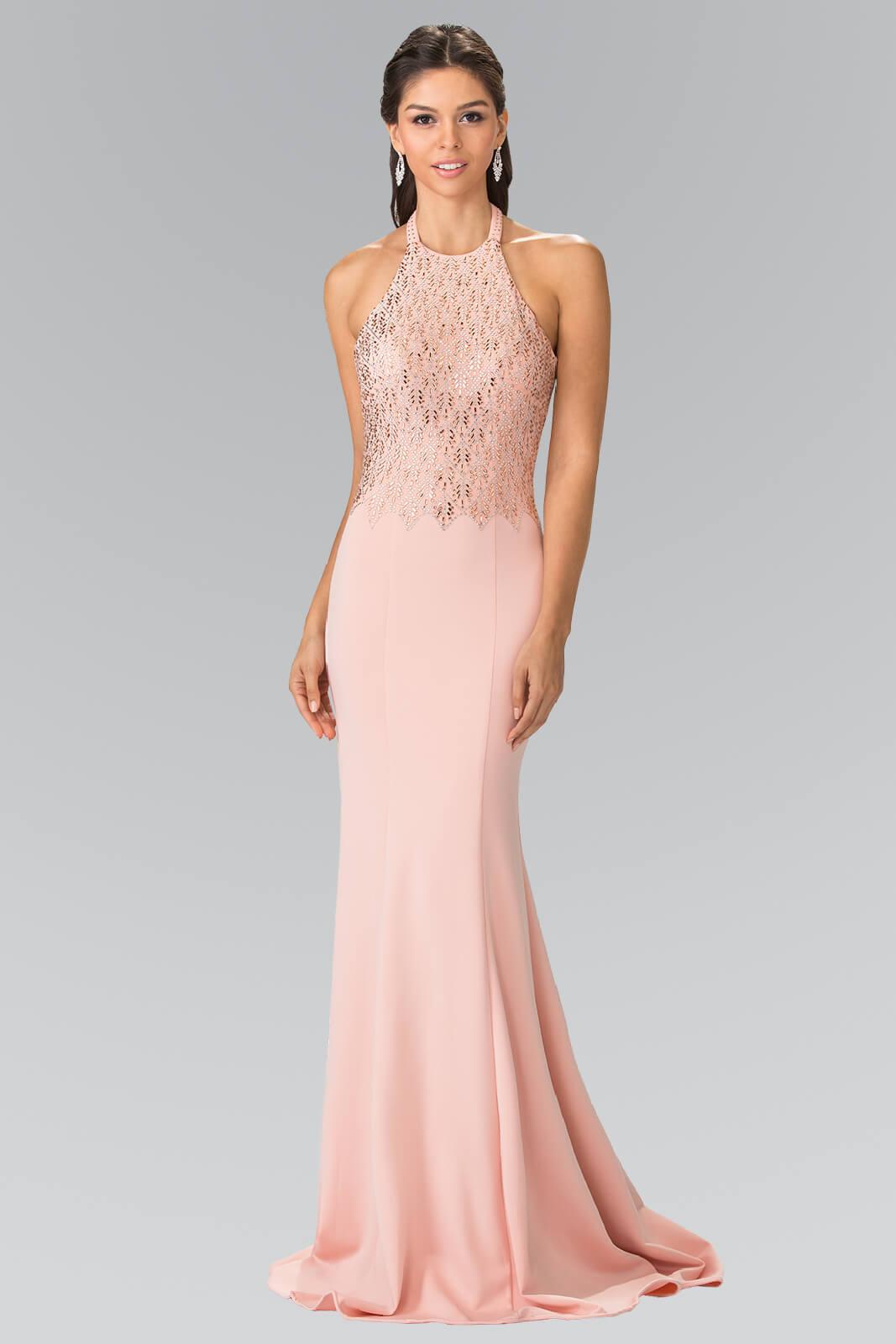 Long Formal Halter Neck Prom Dress - The Dress Outlet Elizabeth K