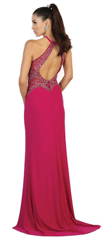 Long Formal Halter Prom Dress - The Dress Outlet May Queen