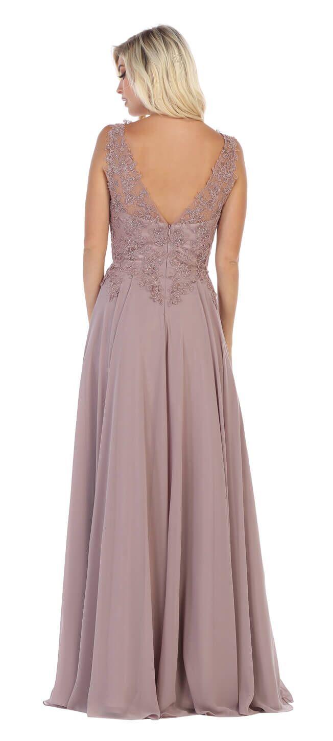 Long Formal Lace Chiffon Prom Dress - The Dress Outlet May Queen
