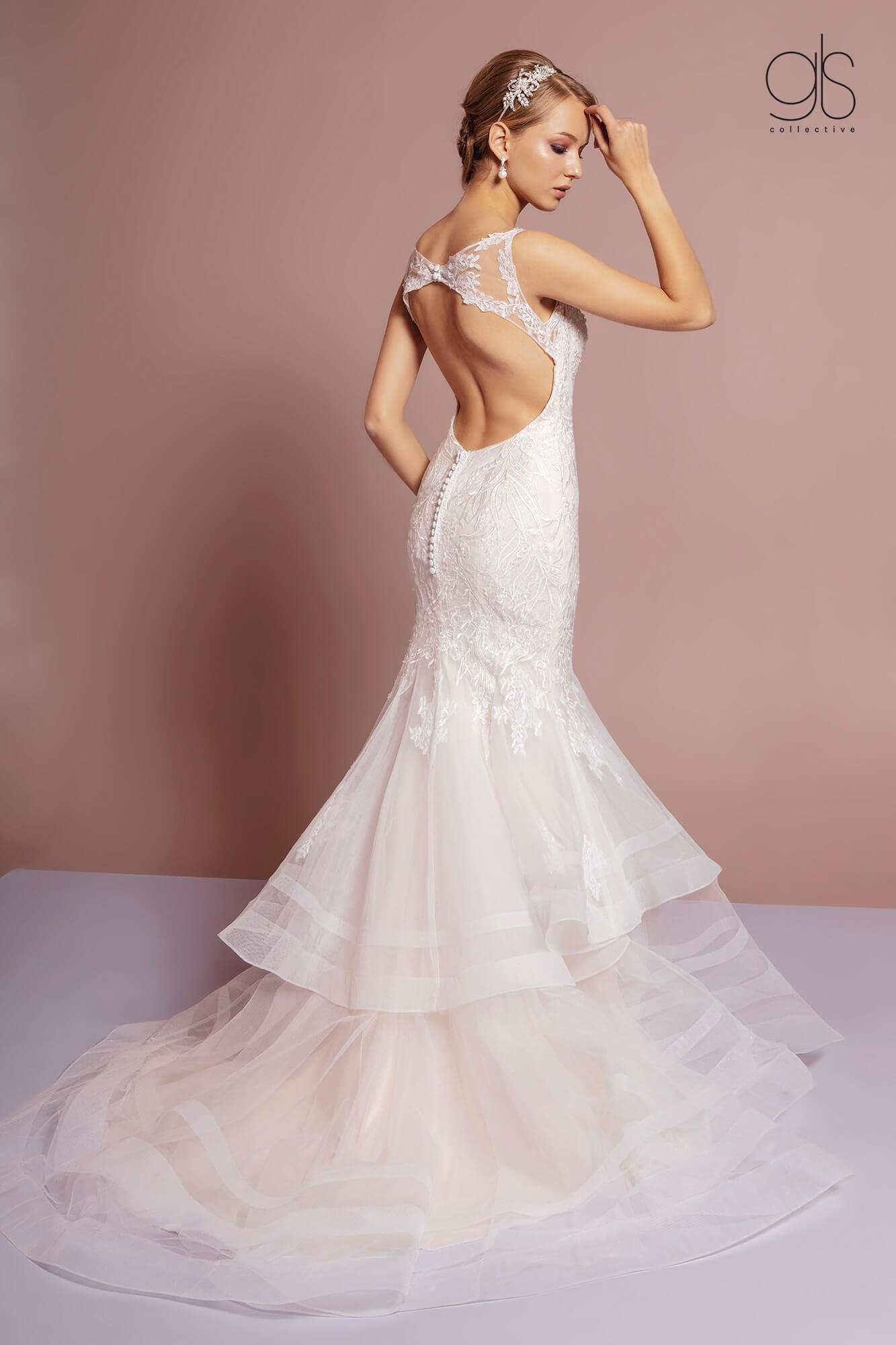 Long Formal Layered Bridal Gown