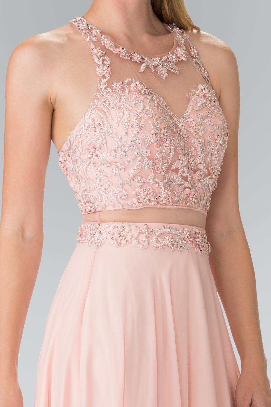 Long Formal Mock Two Piece Prom Dress