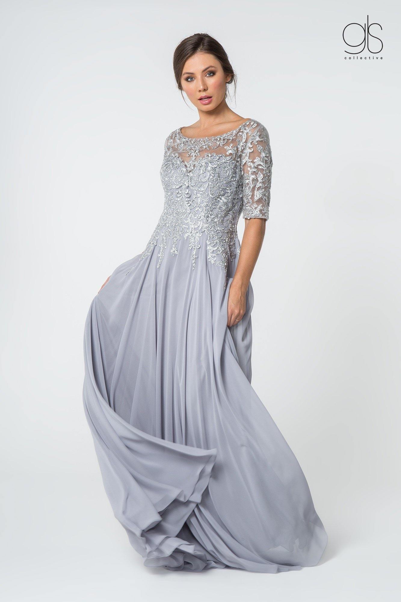 Long Formal Mother of the Bride Chiffon Dress - The Dress Outlet Elizabeth K