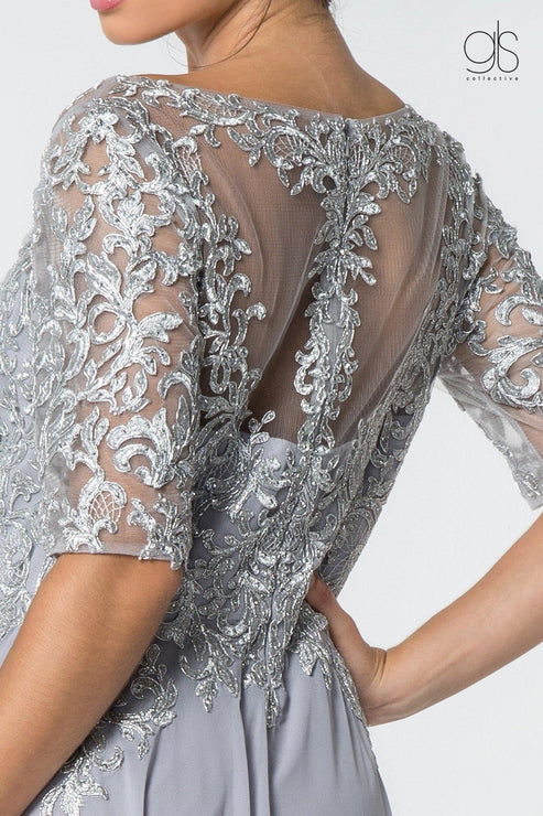 Silver Long Formal Mother of the Bride Chiffon Dress | DressOutlet for ...