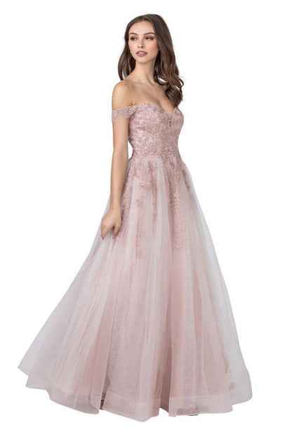 Long Formal Off Shoulder Evening Prom Ball Gown - The Dress Outlet