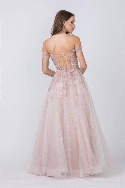 Long Formal Off Shoulder Evening Prom Ball Gown - The Dress Outlet
