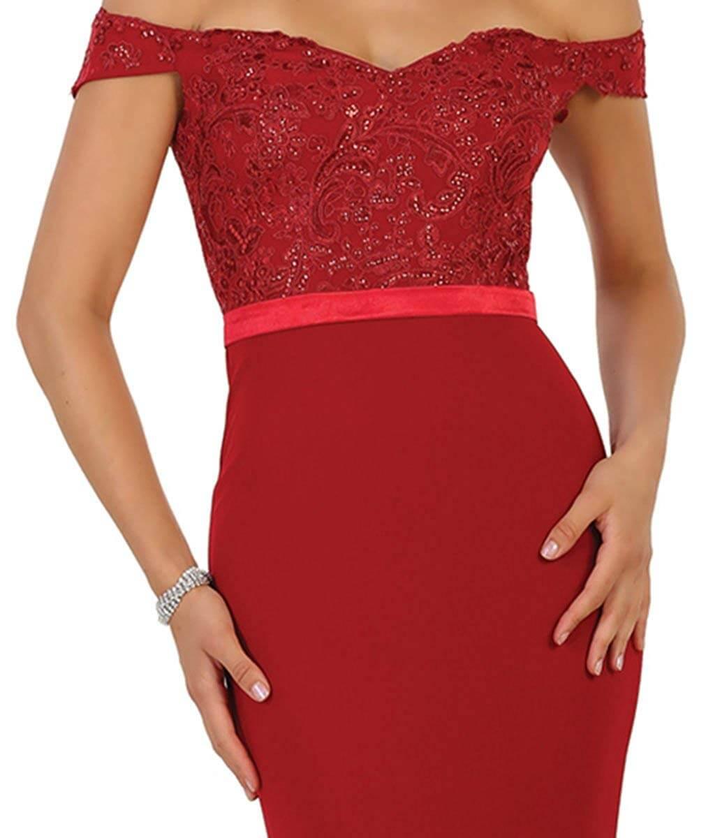 Long Formal Off Shoulder Evening Prom Dress - The Dress Outlet May Queen
