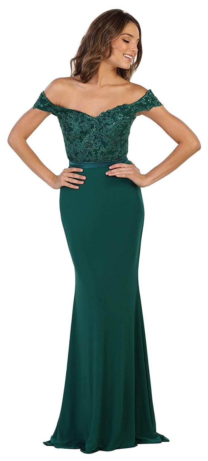 Long Formal Off Shoulder Evening Prom Dress - The Dress Outlet May Queen