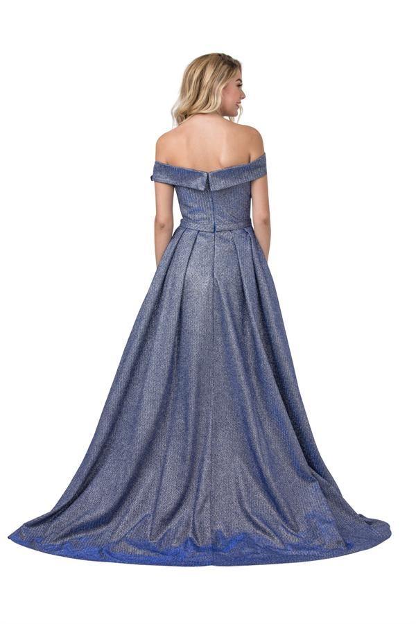 Long Formal Off Shoulder Glitter Knit Prom Dress