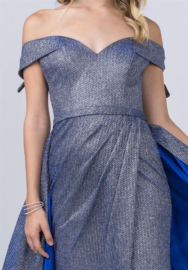 Long Formal Off Shoulder Glitter Knit Prom Dress