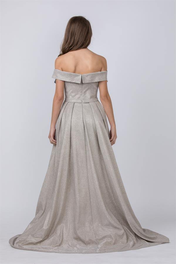 Long Formal Off Shoulder Glitter Knit Prom Dress