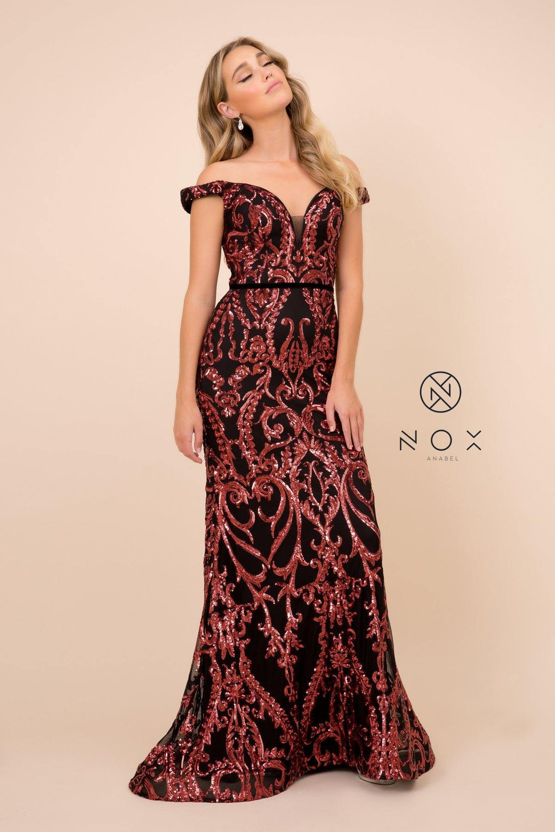 Pretty Mermaid Off The Shoulder Sequin Long Sleeves Evening Dress Prom Dresses main image 1