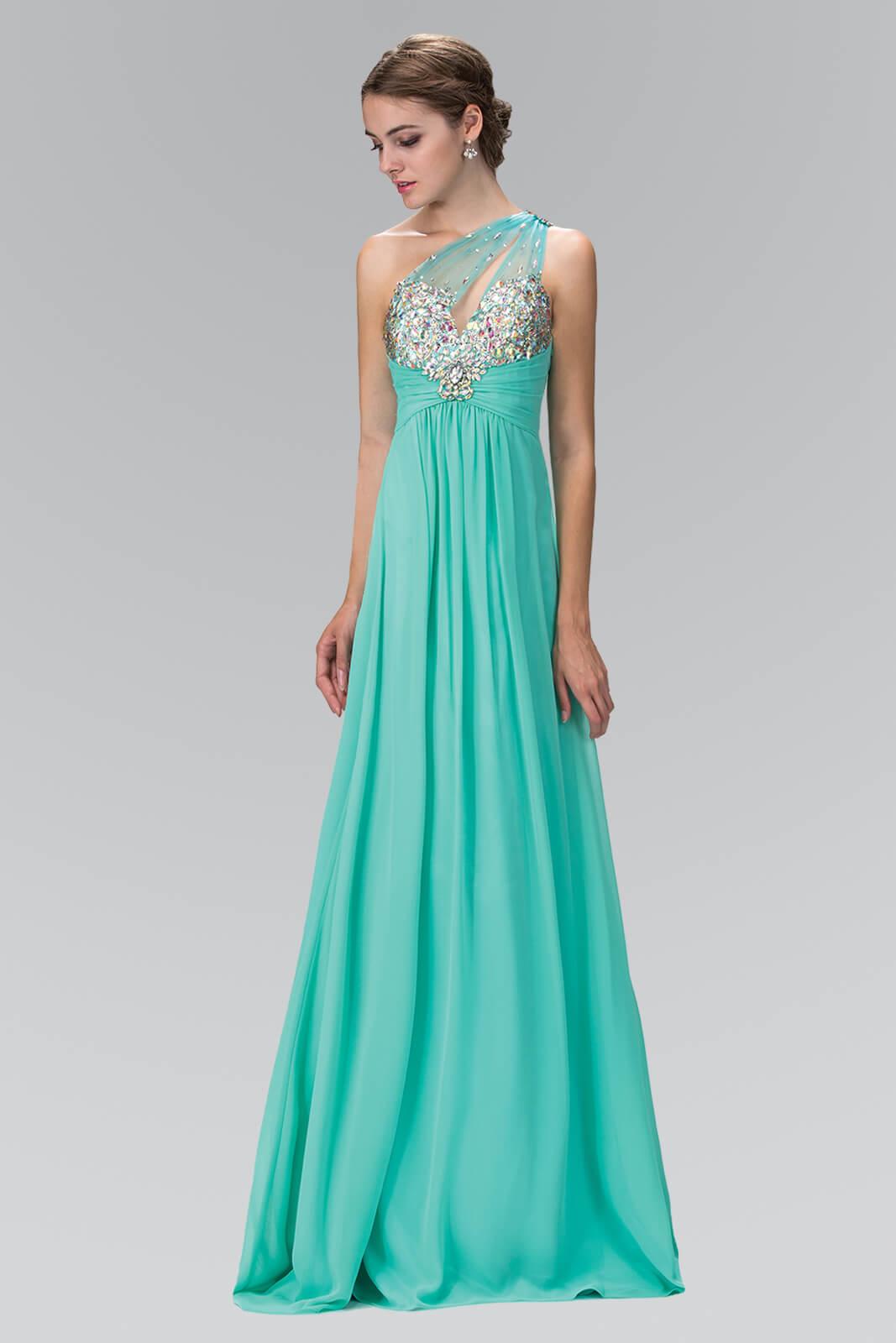 Long Formal One Shoulder Chiffon Prom Dress - The Dress Outlet Elizabeth K