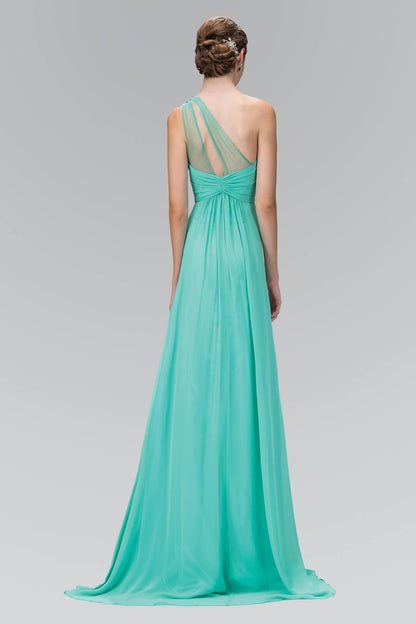 Long Formal One Shoulder Chiffon Prom Dress - The Dress Outlet Elizabeth K