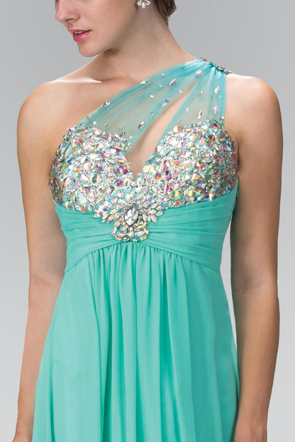 Long Formal One Shoulder Chiffon Prom Dress - The Dress Outlet Elizabeth K