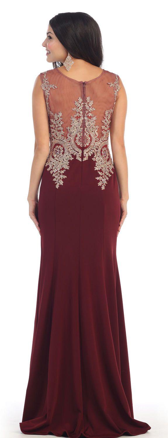 Long Formal Plus Size Beaded Prom Dress - The Dress Outlet May Queen