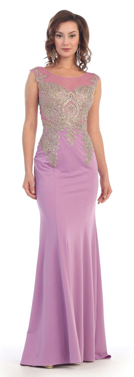 Long Formal Plus Size Beaded Prom Dress - The Dress Outlet May Queen