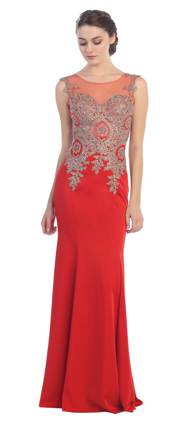 Long Formal Plus Size Beaded Prom Dress - The Dress Outlet May Queen