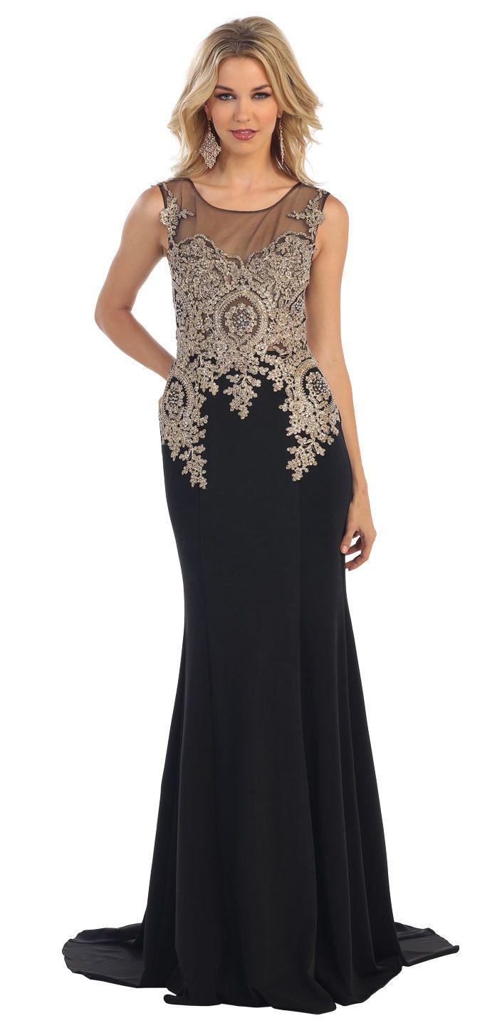 Long Formal Plus Size Beaded Prom Dress - The Dress Outlet May Queen