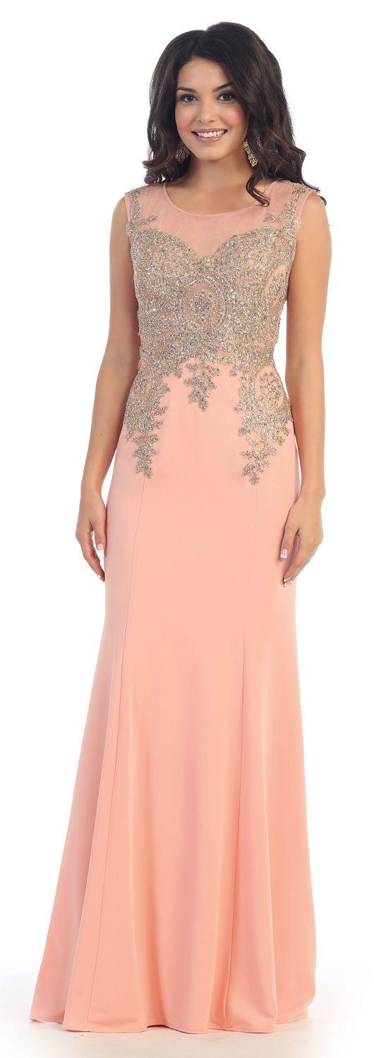 Long Formal Plus Size Beaded Prom Dress - The Dress Outlet May Queen