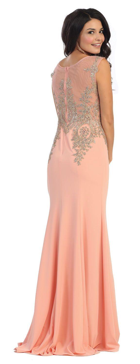 Long Formal Plus Size Beaded Prom Dress - The Dress Outlet May Queen