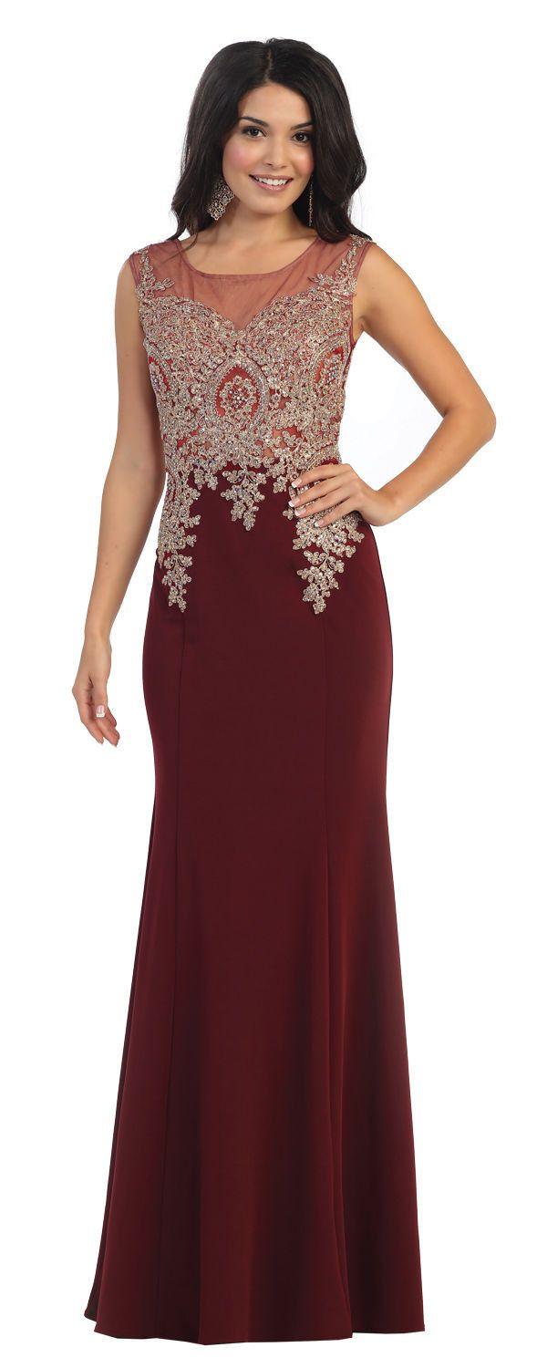 Long Formal Plus Size Beaded Prom Dress - The Dress Outlet May Queen