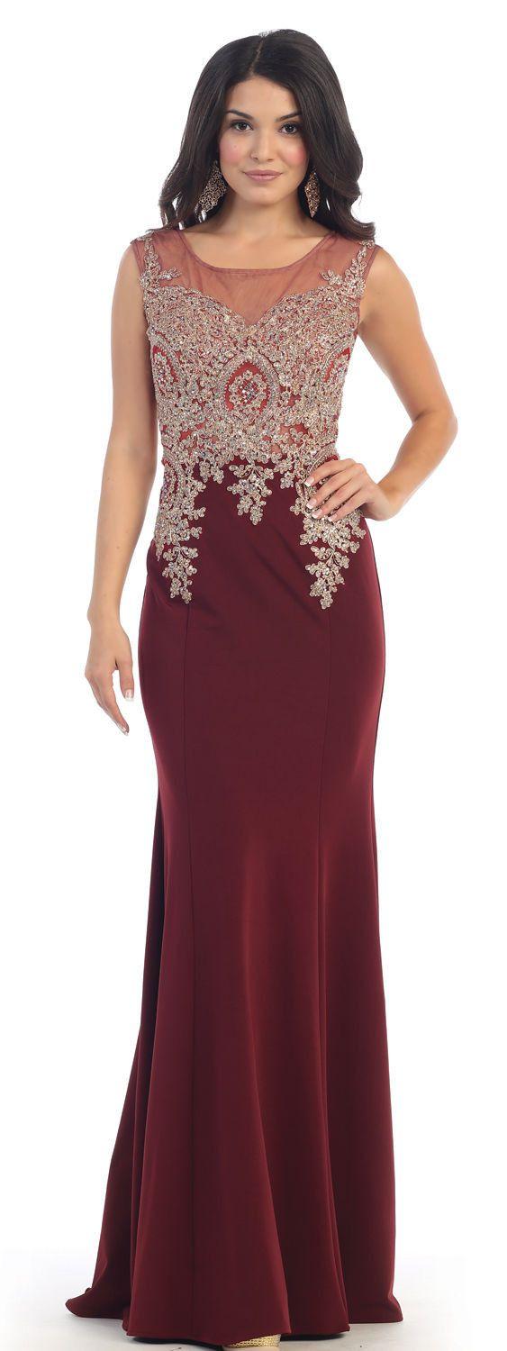 Long Formal Plus Size Beaded Prom Dress - The Dress Outlet May Queen