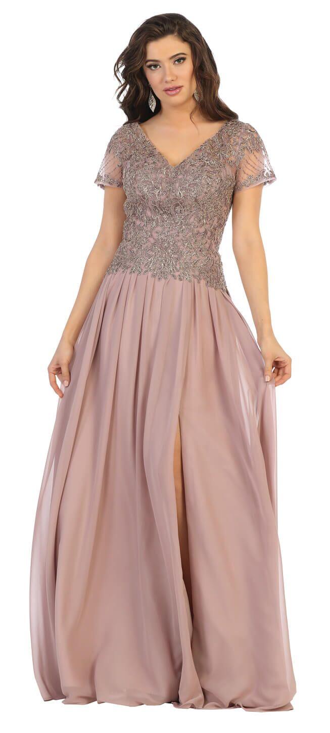 Long Formal Plus Size Mother of the Bride Dress - The Dress Outlet May Queen