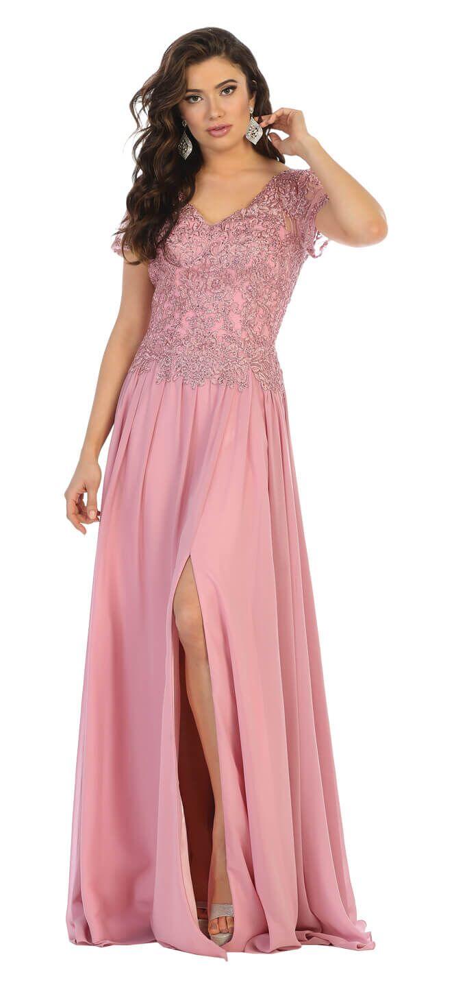 Long Formal Plus Size Mother of the Bride Dress - The Dress Outlet May Queen