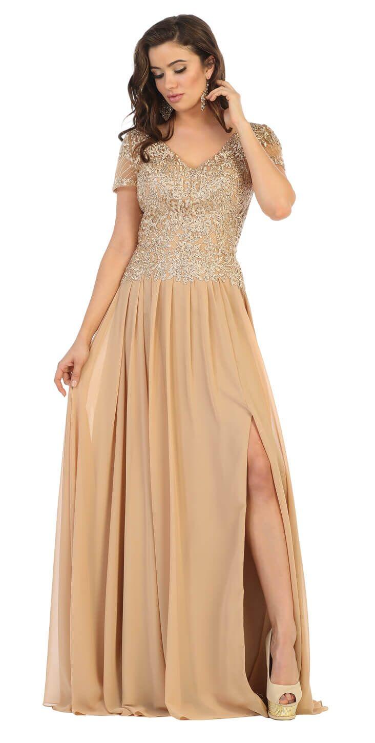 Long Formal Plus Size Mother of the Bride Dress - The Dress Outlet May Queen